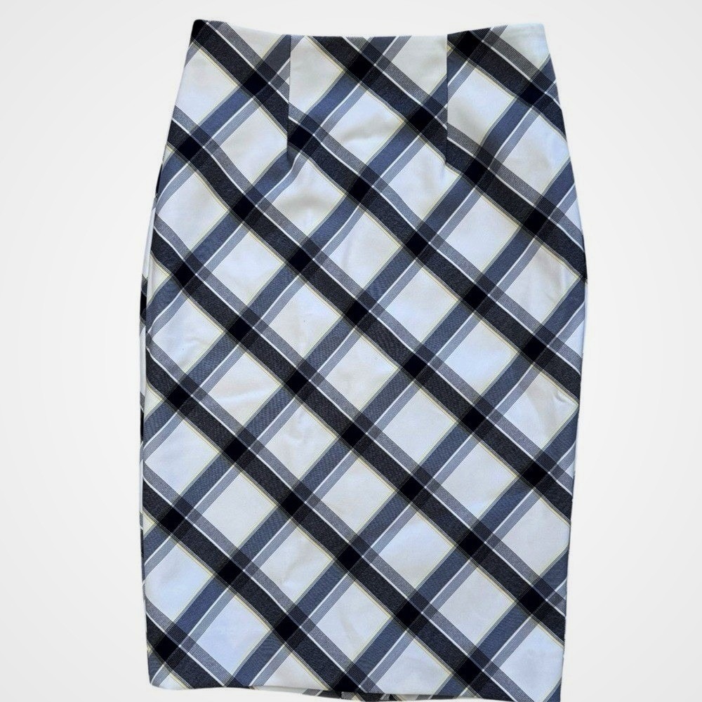 Vintage Doncaster Black and White Midi Pencil Skirt for Work Size XS